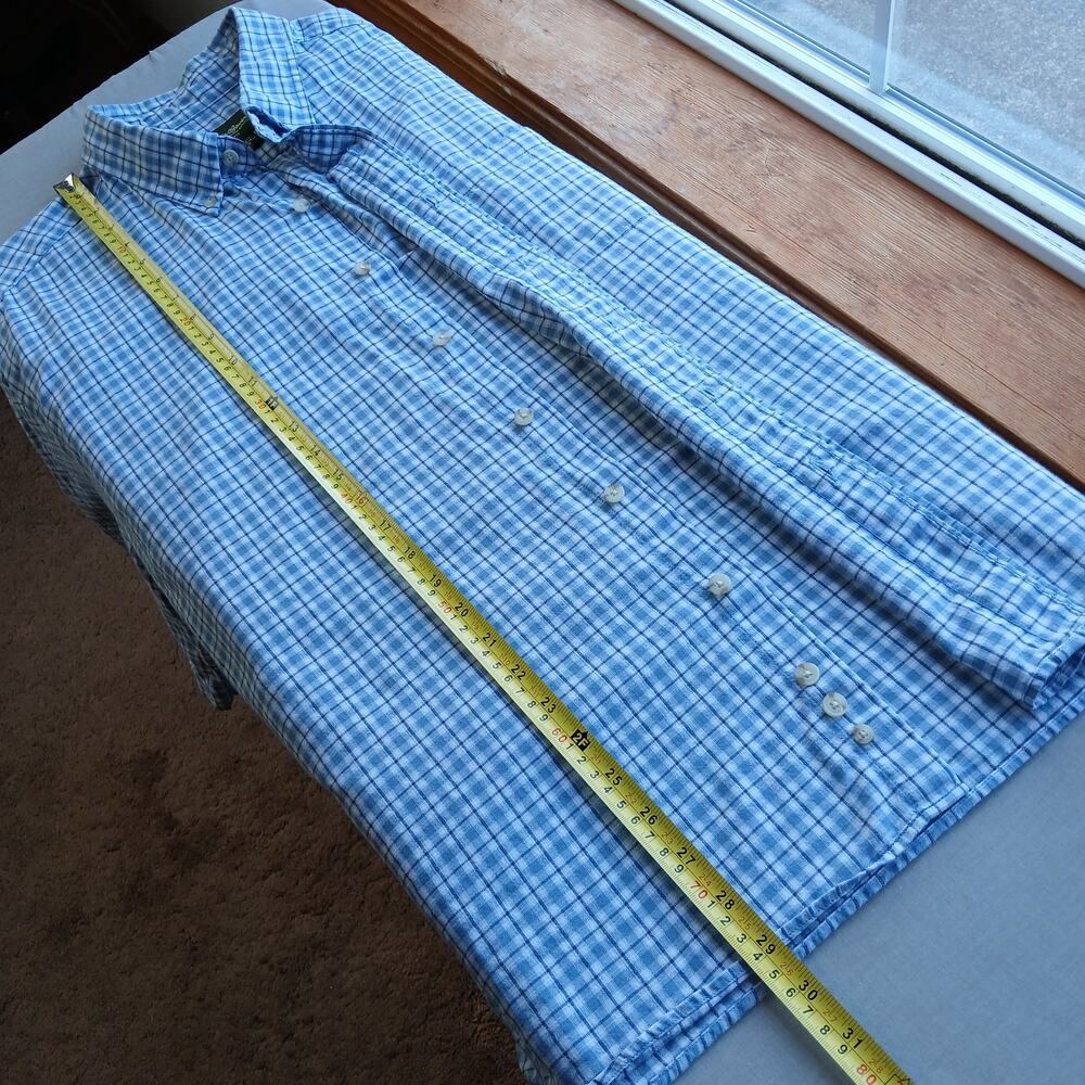 Eddie Bauer Short-Sleeve Button-Up Shirt Men's XL blue checks plaid cotton - Picture 14 of 16